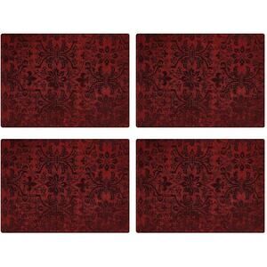 Cambridge Fleur de Lis Tapestry Placemats Toile Red Merlot 18x13" Set of 4